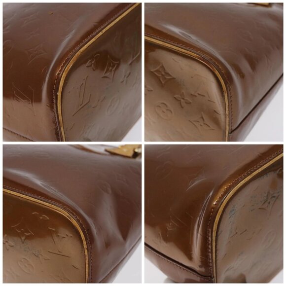 LOUIS VUITTON Monogram Vernis Houston Hand Bag Bronze M91122 LV Auth BA3582 - Picture 15 of 16